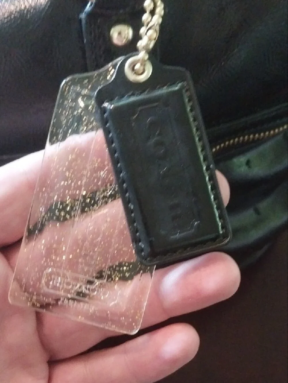 Coach Black Patent Leather Shoulder Bag with Gold Hardware